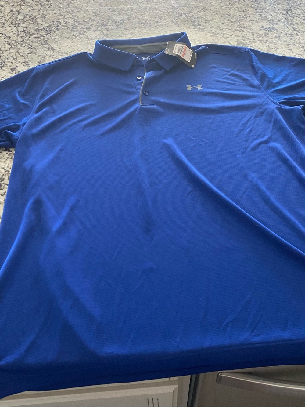 Men’s Under Armour Blue Performance Polo with Grey Trim 3XLT - Picture 5 of 7